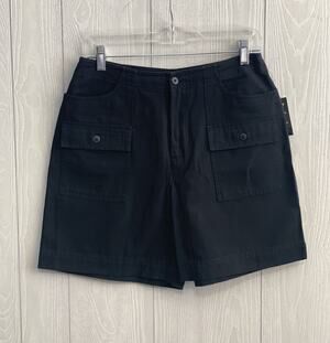 Rafaella Black Canvas Shorts Size 8 NWT